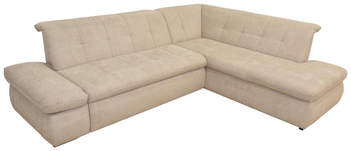 Ecksofa Moric Beige Mikrofaser - Chromfarben/Beige, KONVENTIONELL, Textil (273/216cm) - MID.YOU