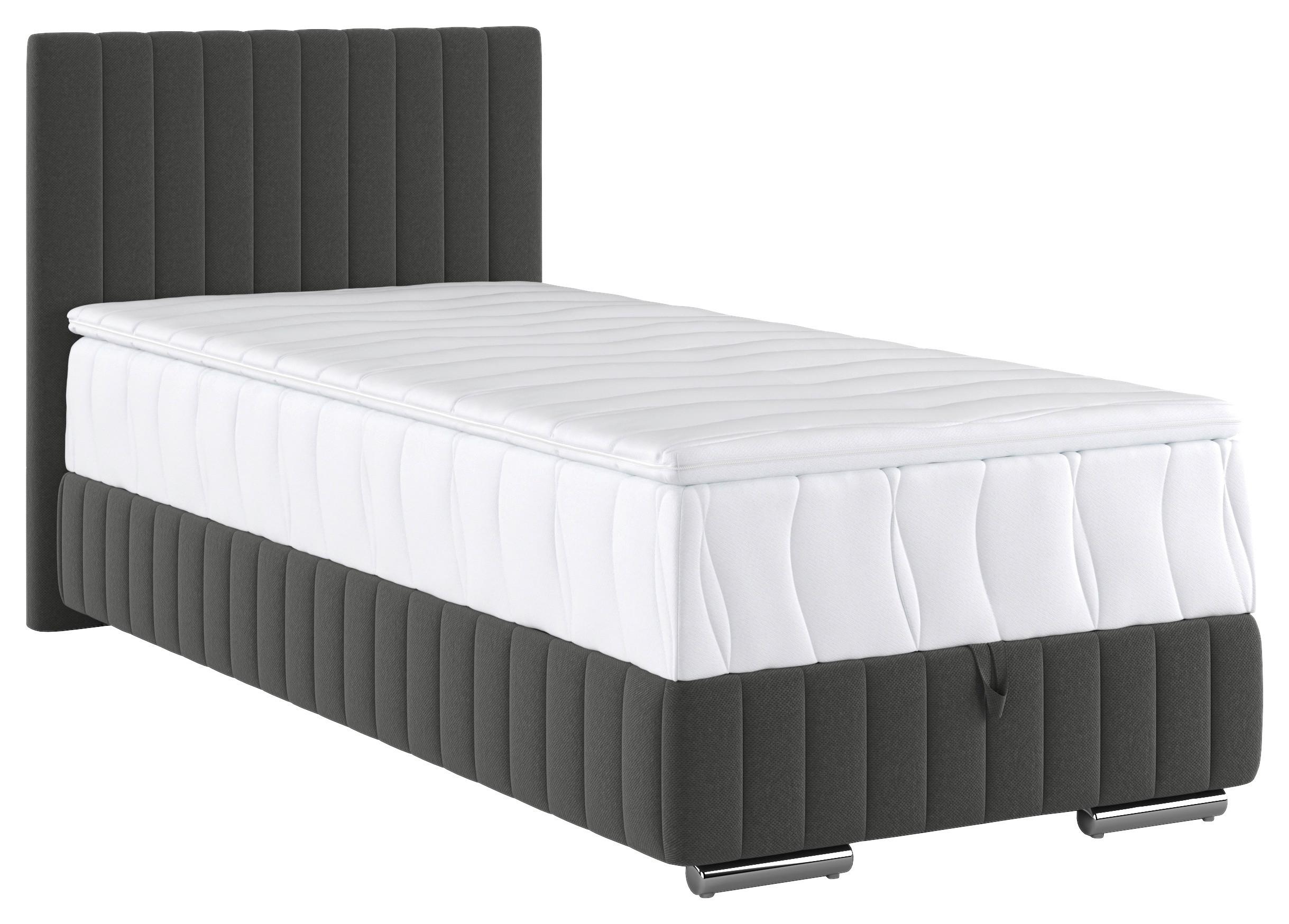 Boxbett Beetle Grau Lxf: Ca. 90x200 Cm - Chromfarben/Grau, Holzwerkstoff/Textil (90/200cm) - MID.YOU