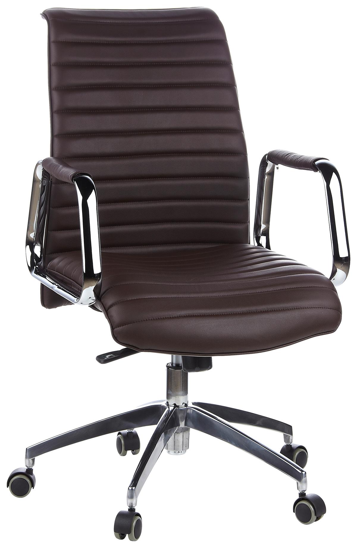 Drehstuhl Aspera 10 Dunkelbraun - Dunkelbraun/Silberfarben, MODERN, Leder/Kunststoff (59/114/50cm) - MID.YOU