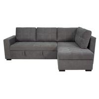 Rohová sedačka DON, oboustranná, tmavě šedá - černá/tmavě šedá, Design, kov/dřevo (248/172cm)