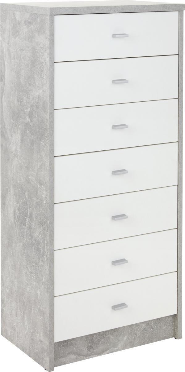 Kommode B 50cm 4-you New, Beton Optik/weiß - Weiß/Grau, MODERN, Holzwerkstoff (50/111,4/34,6cm)