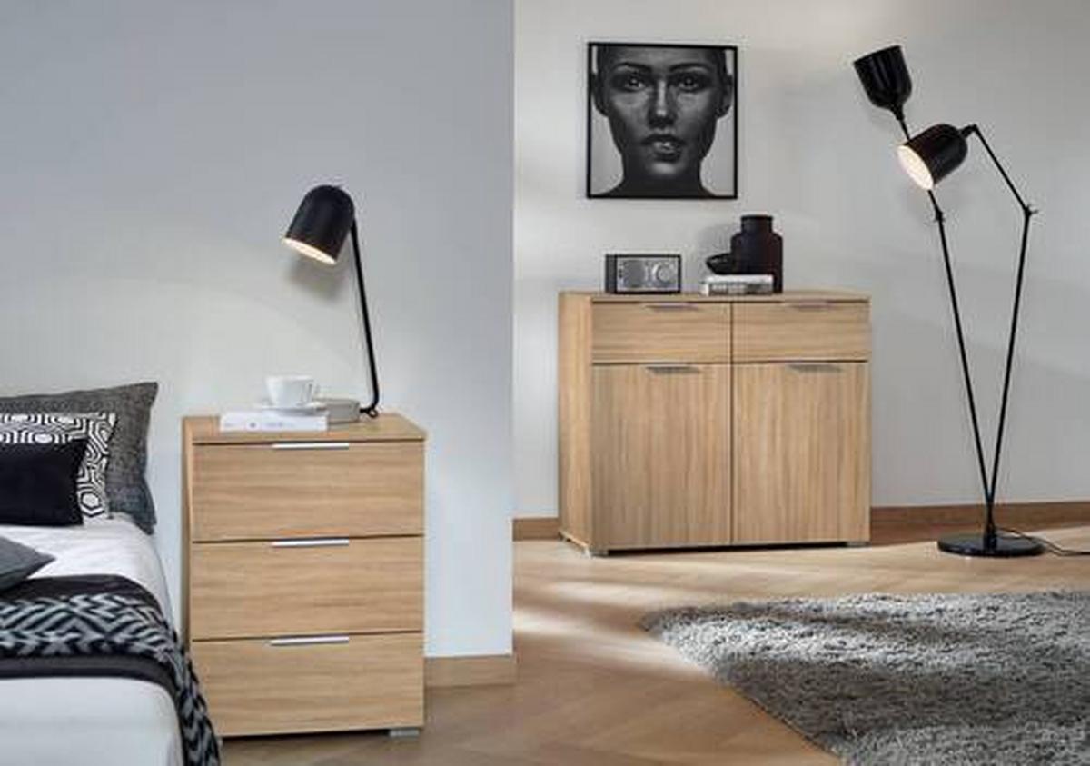 Kommode B: 93 cm Alabama, Sonoma Eiche Dekor - Alufarben/Sonoma Eiche, MODERN, Holzwerkstoff (93/81/42cm) - Rauch Möbel