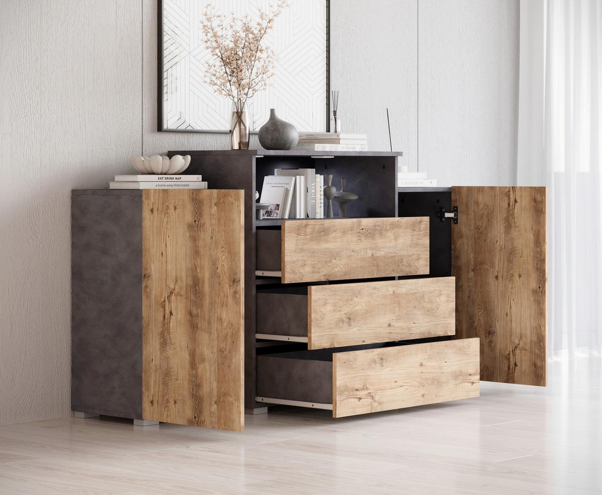 Sideboard Urban 150 Anthrazit,kastanie B: 150 Cm - Kastanieneichefarben/Anthrazit, LIFESTYLE, Holzwerkstoff (150/81/37cm) - P & B