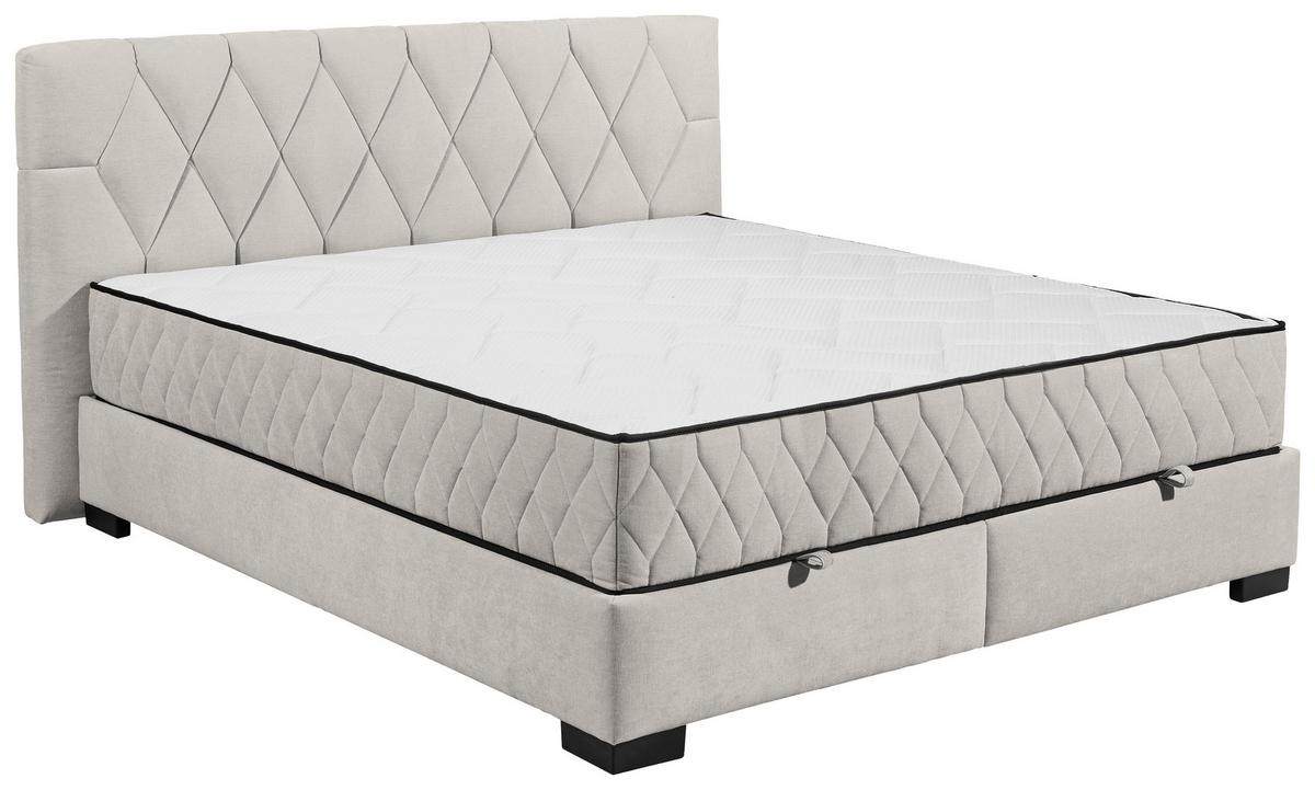 Boxbett Nagol B - Beige/Schwarz, MODERN, Holzwerkstoff/Textil (180/200cm) - MID.YOU