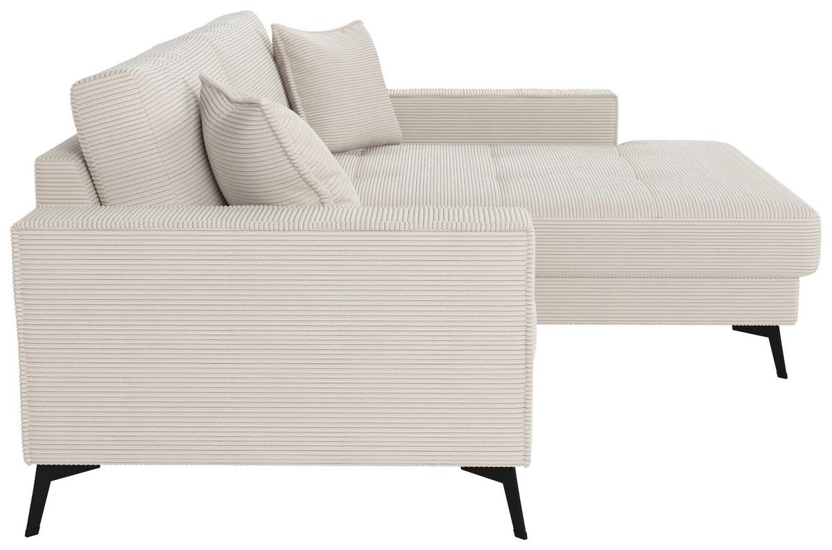 Ecksofa Ted Weiß/beige S: 228x174 Cm - Beige/Schwarz, Trend, Textil (228/174cm)