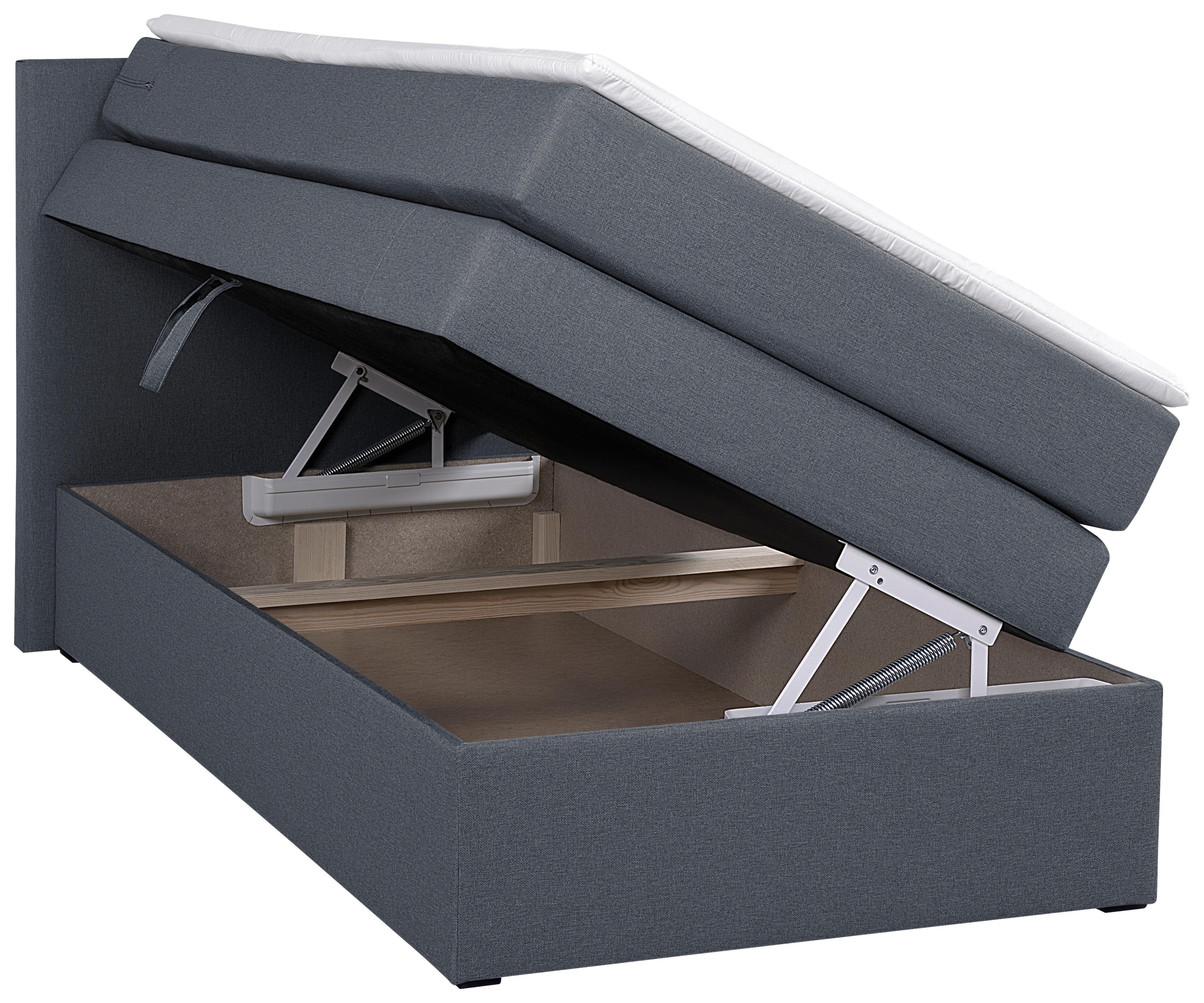 Boxspringbett Mit Bettkasten Siam Twist 90x200 Cm Anthrazit - Anthrazit/Schwarz, Basics, Holzwerkstoff/Textil (90/200cm)