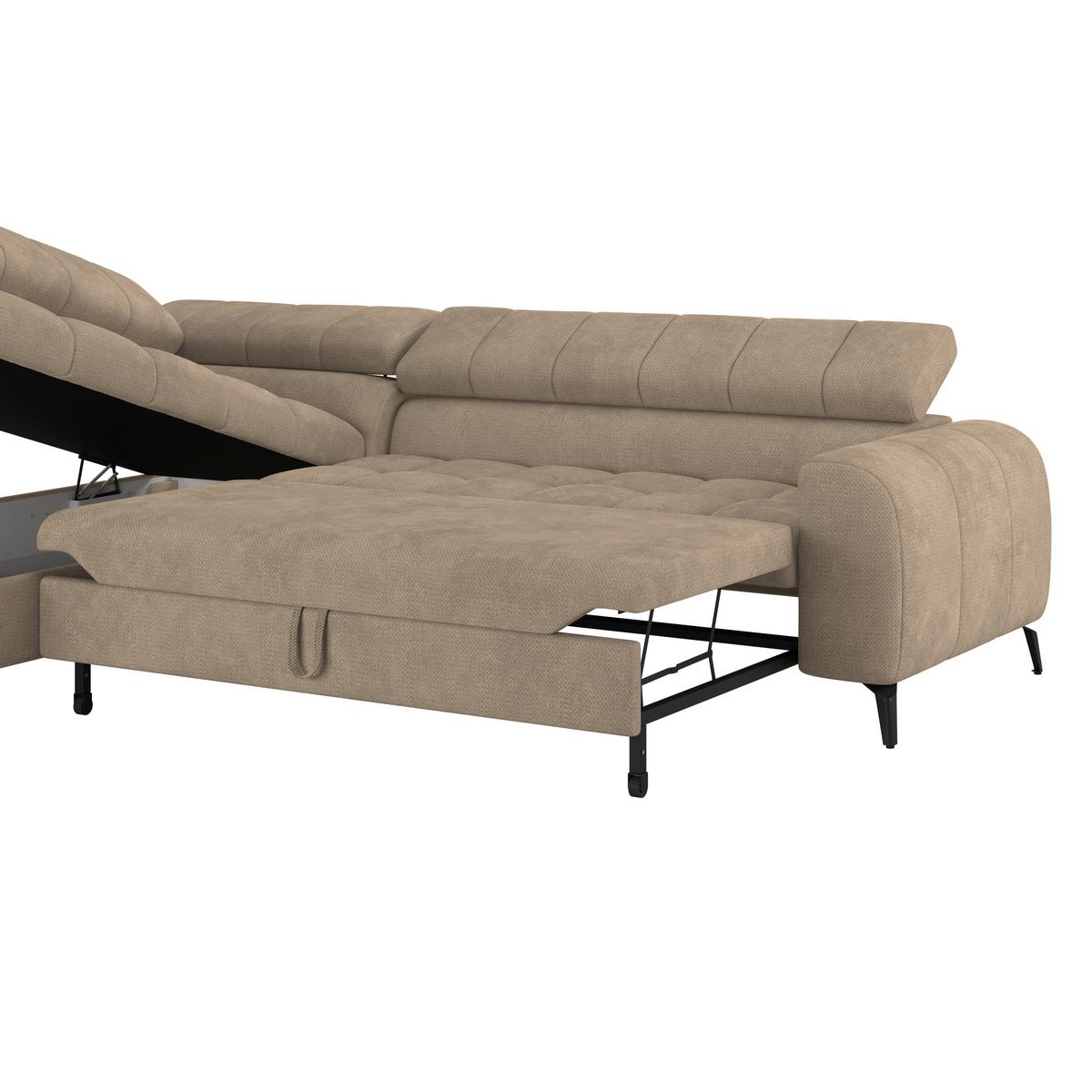 Ecksofa Volf Links New Beige, S: 203x261 cm - Beige/Schwarz, Trend, Kunststoff/Textil (203/261cm)
