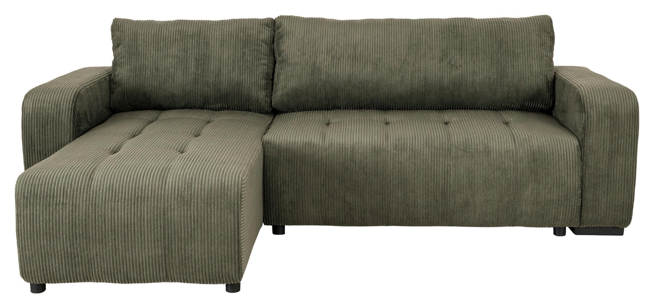 Ecksofa mit Bettfunktion Marseille, grün - Schwarz/Grün, Trend, Holz/Holzwerkstoff (155/240cm)