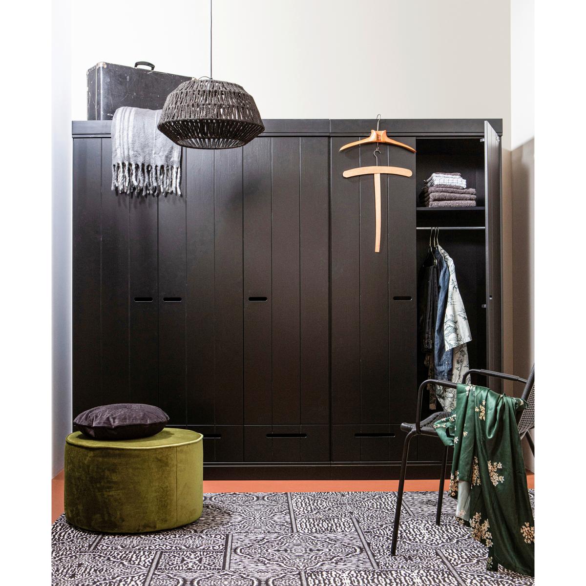 Drehtürenschrank Connect, Schwarz B: 94 Cm - Schwarz, Design, Holz (94/195/53cm) - Livetastic