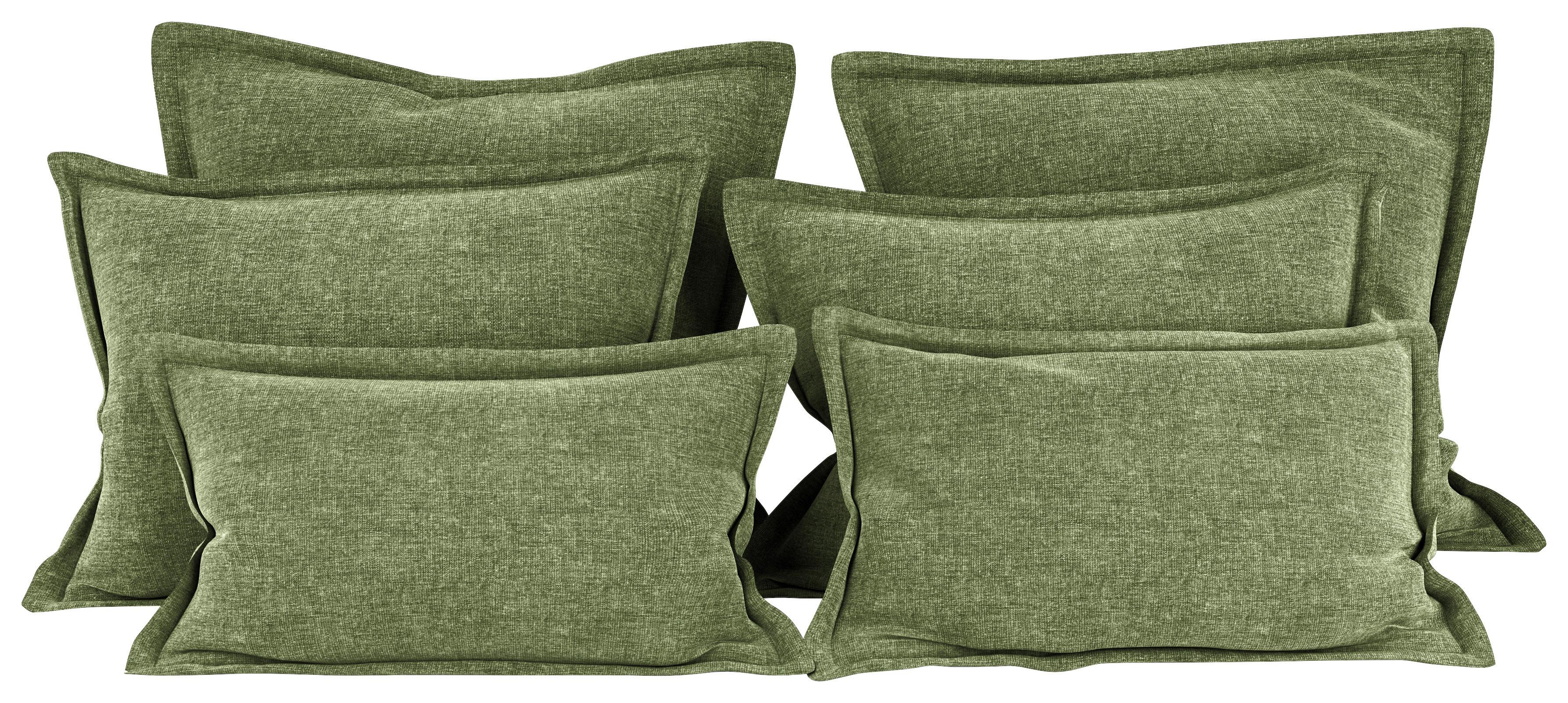 Zierkissenset Chenille Grün 6-Teilig - Grün, MODERN, Textil (70-50/60-25/10cm) - MID.YOU