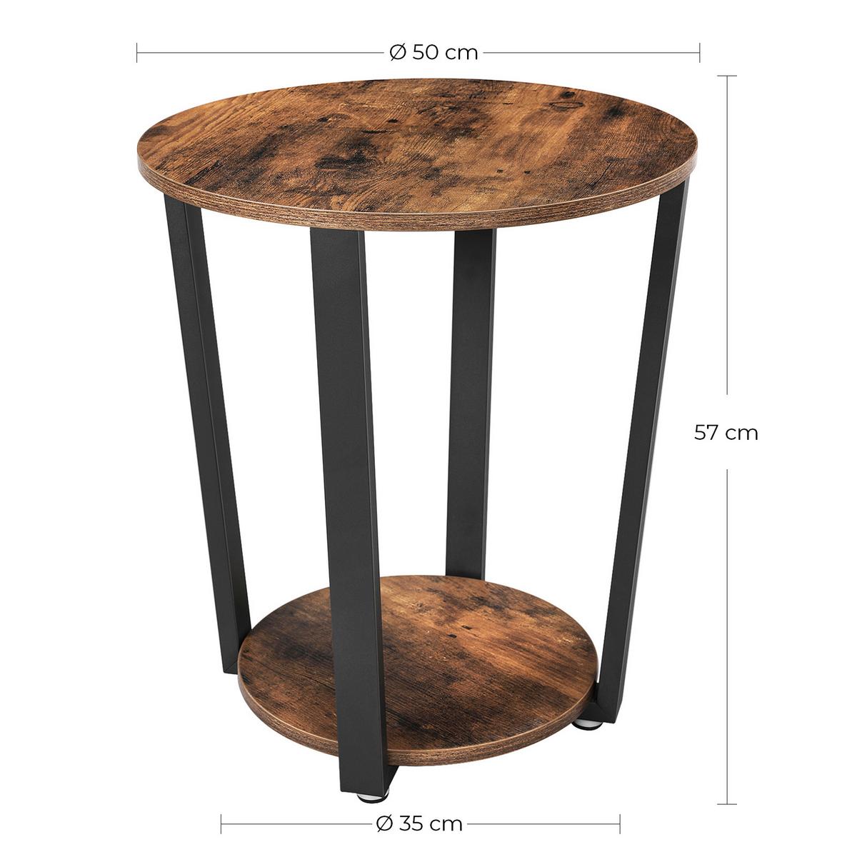 Beistelltisch Rund Mit Ablagefach, Braun, Schwarz - Schwarz/Braun, Trend, Holzwerkstoff/Metall (50/50/57cm) - Boxxx