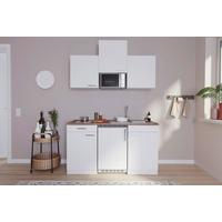 Miniküche Economy M. Geräten 150 Cm Weiß/ Nussbaum Dekor - Nussbaumfarben/Weiß, Basics, Holzwerkstoff (150cm) - Respekta