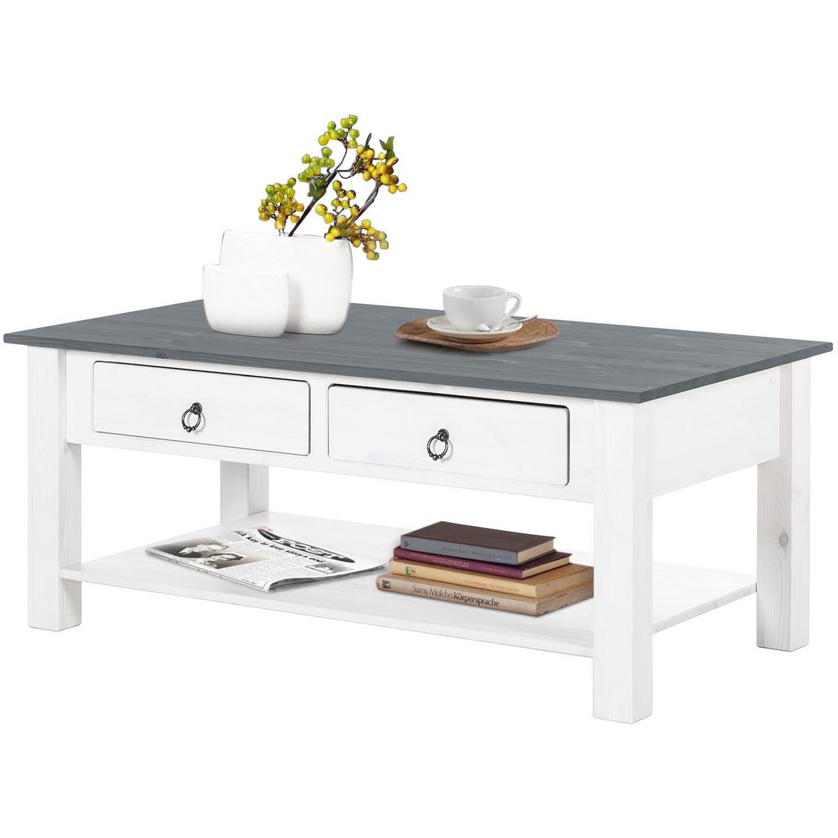 Couchtisch Ines mit Ablagefach Grau/Weiß - Weiß/Grau, Design, Holz (110/45/60cm) - MID.YOU