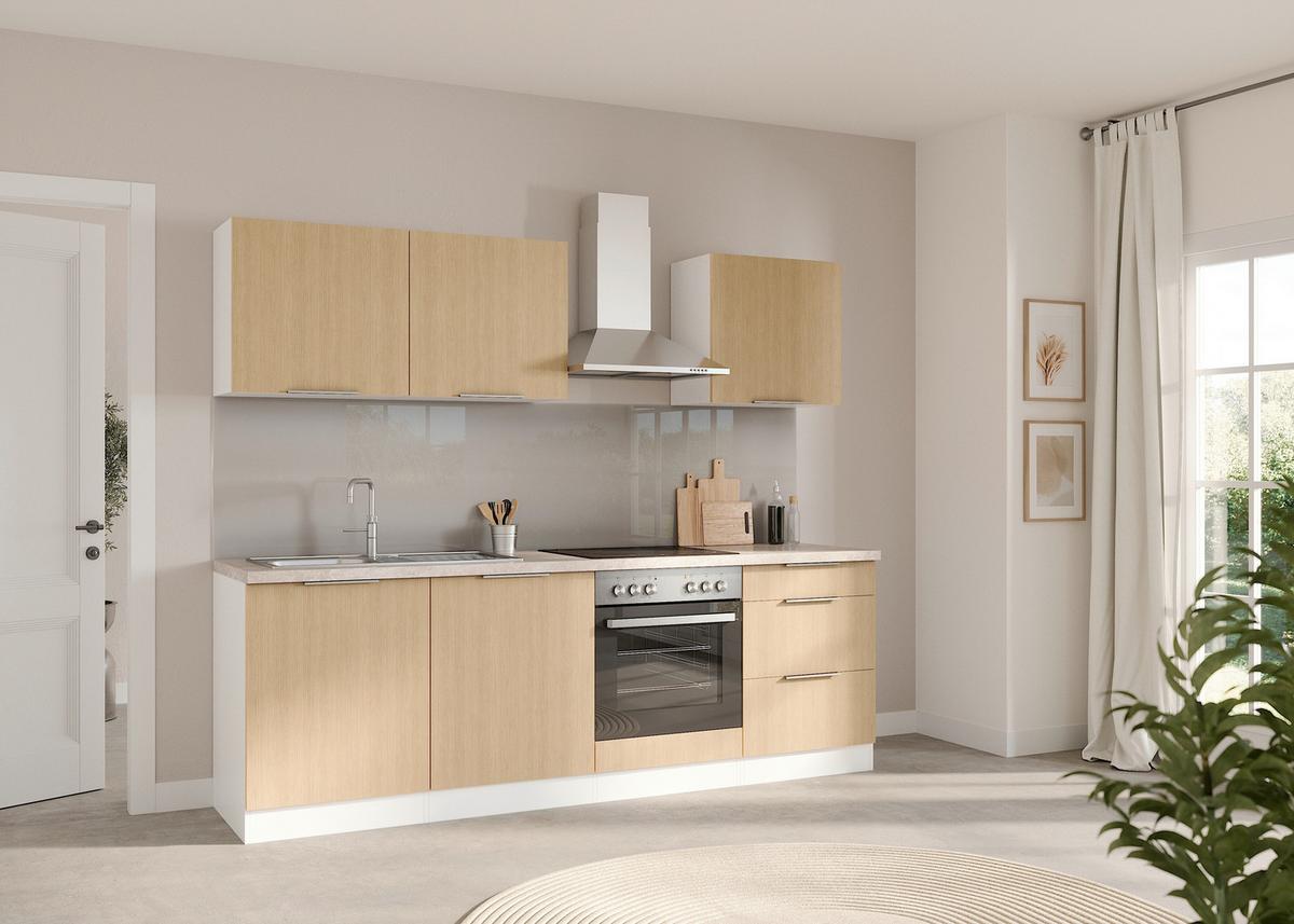 Küchenblock Glasgow Eichefarben/weiß B: 240 Cm - Eichefarben/Beige, LIFESTYLE, Holzwerkstoff (240cm) - Held