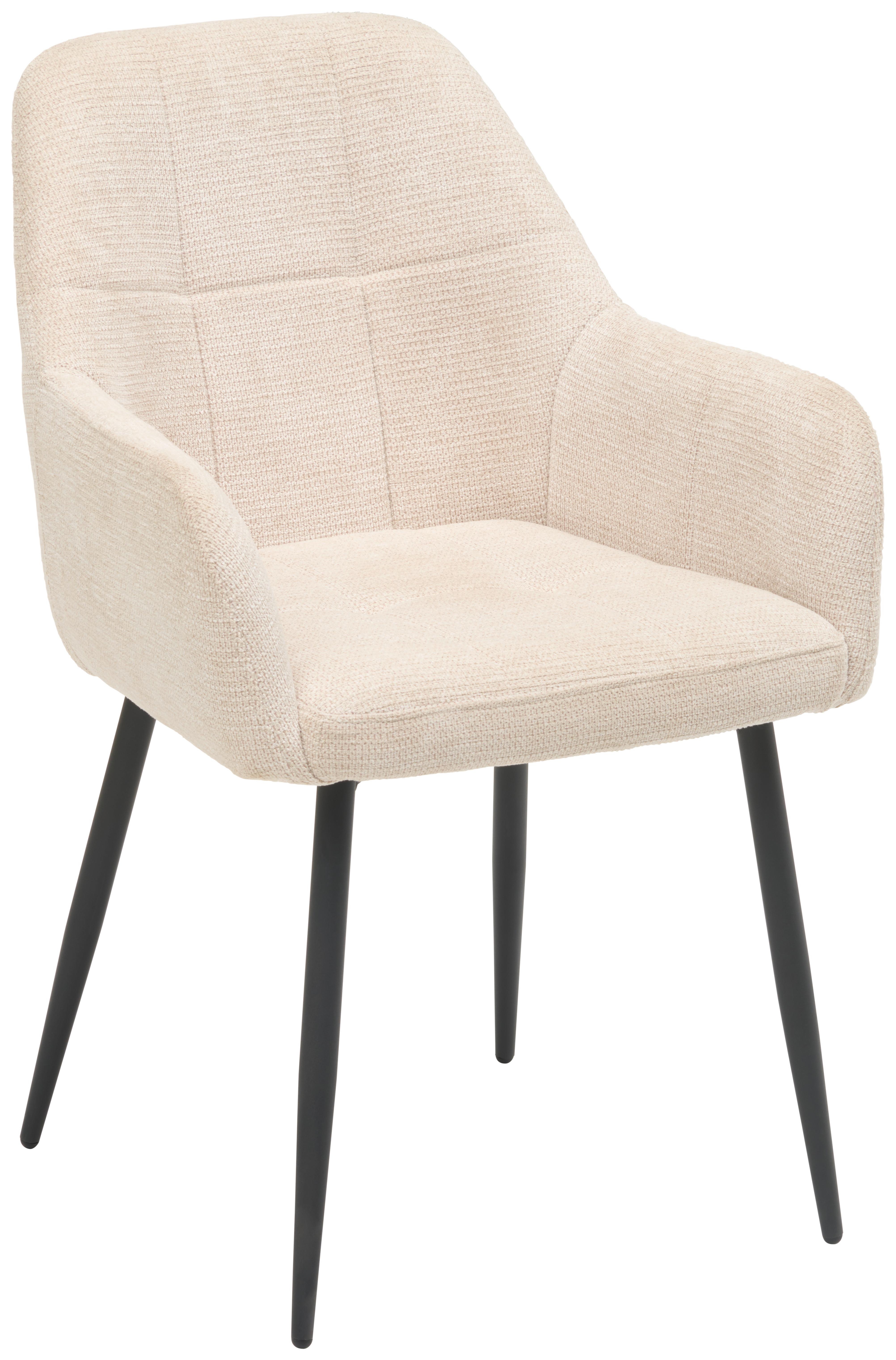 Armlehnstuhl Mira Webstoff Beige, B: 58 Cm - Beige/Schwarz, KONVENTIONELL, Textil/Metall (58/88/63cm) - MID.YOU