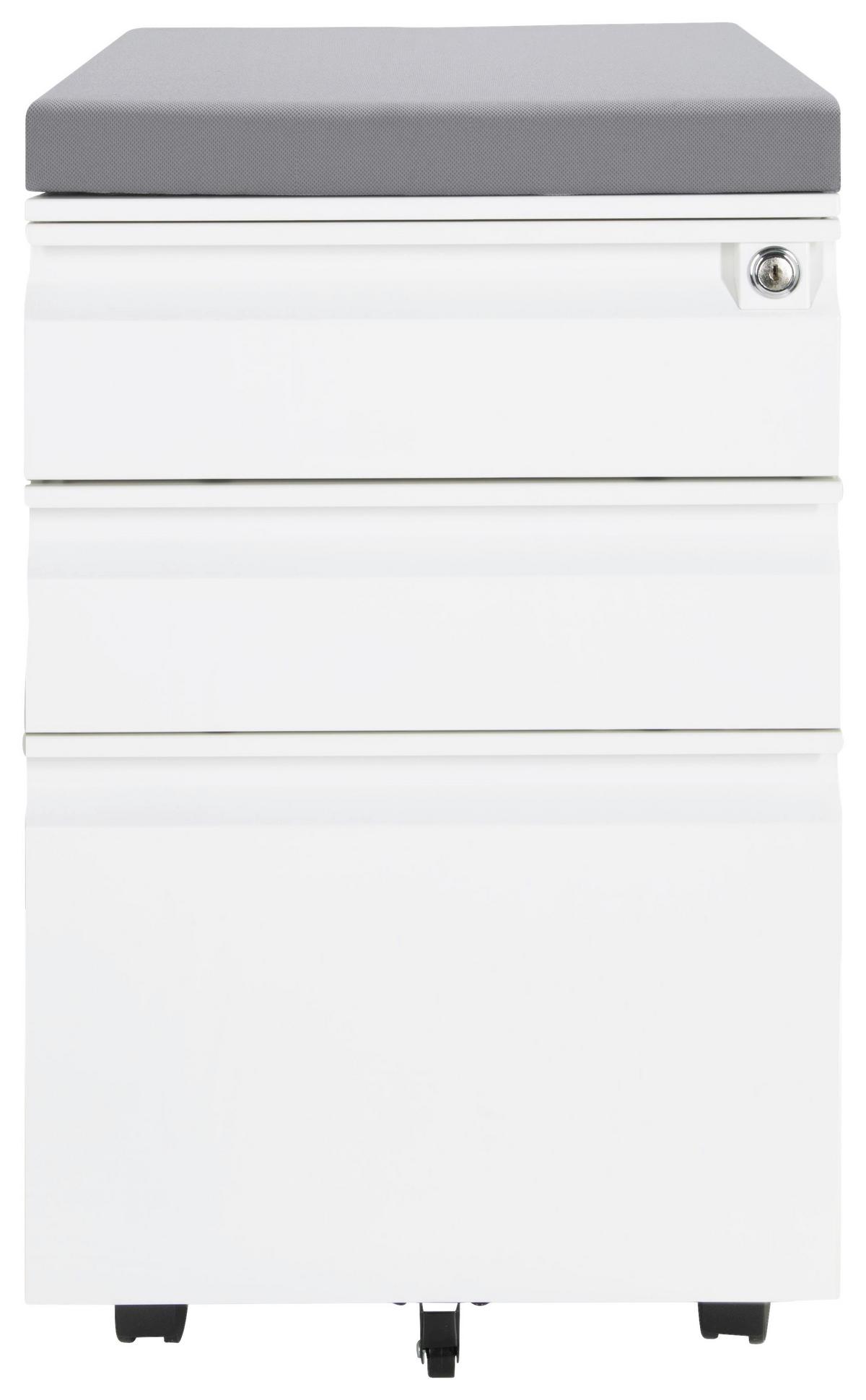 Rollcontainer Color Os Grau/weiß - Weiß/Grau, MODERN, Kunststoff/Metall (39/60/50cm) - MID.YOU