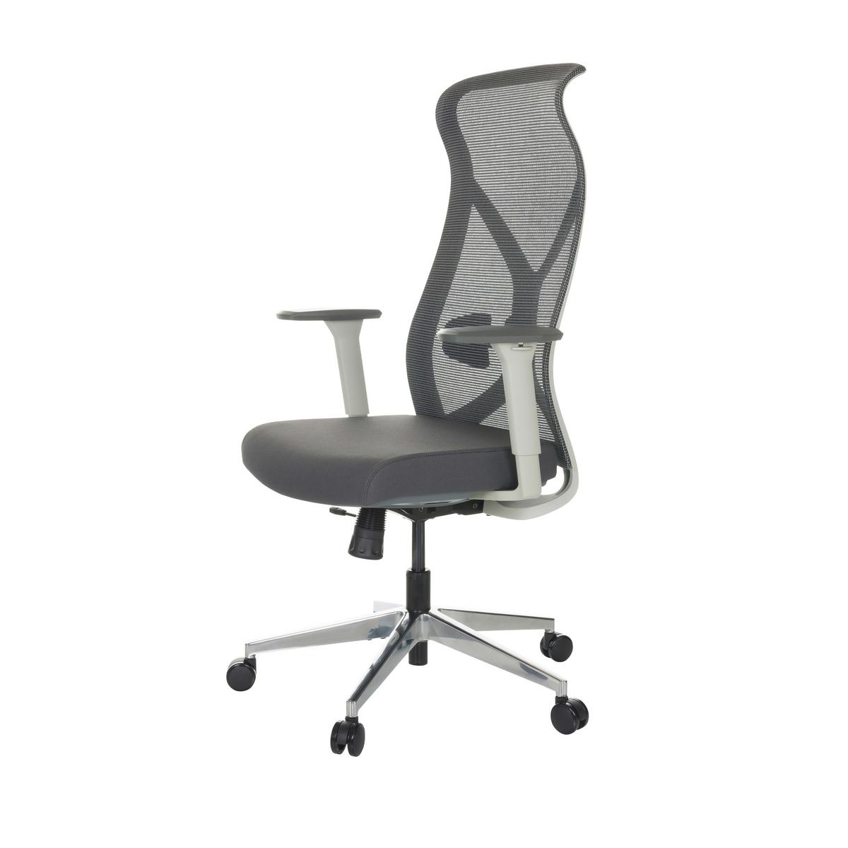 Drehstuhl Azurro White - Silberfarben/Schwarz, Basics, Kunststoff/Textil (69/119-128/60cm) - MID.YOU