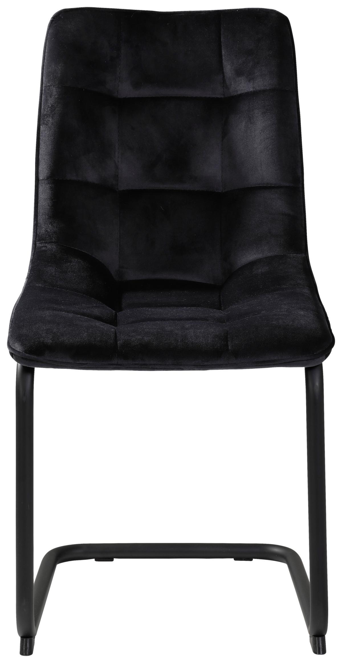 Schwingstuhl Jenny Samtbezug Schwarz Gepolstert - Schwarz, Basics, Textil/Metall (46/88/61,5cm) - MID.YOU
