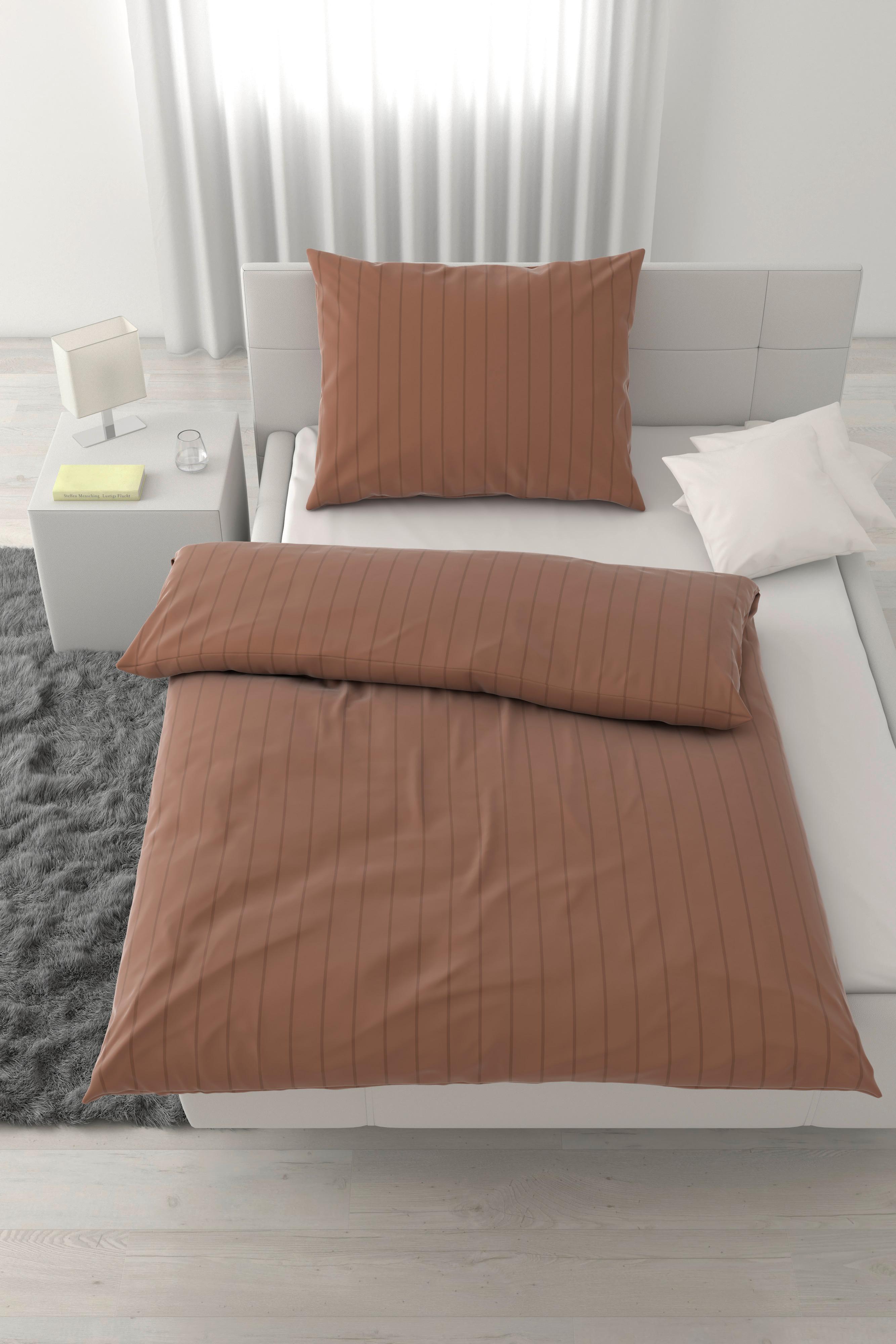 POSTEĽNÁ BIELIZEŇ DOBBY STREIF - mokka, textil (140/200cm) - Mömax