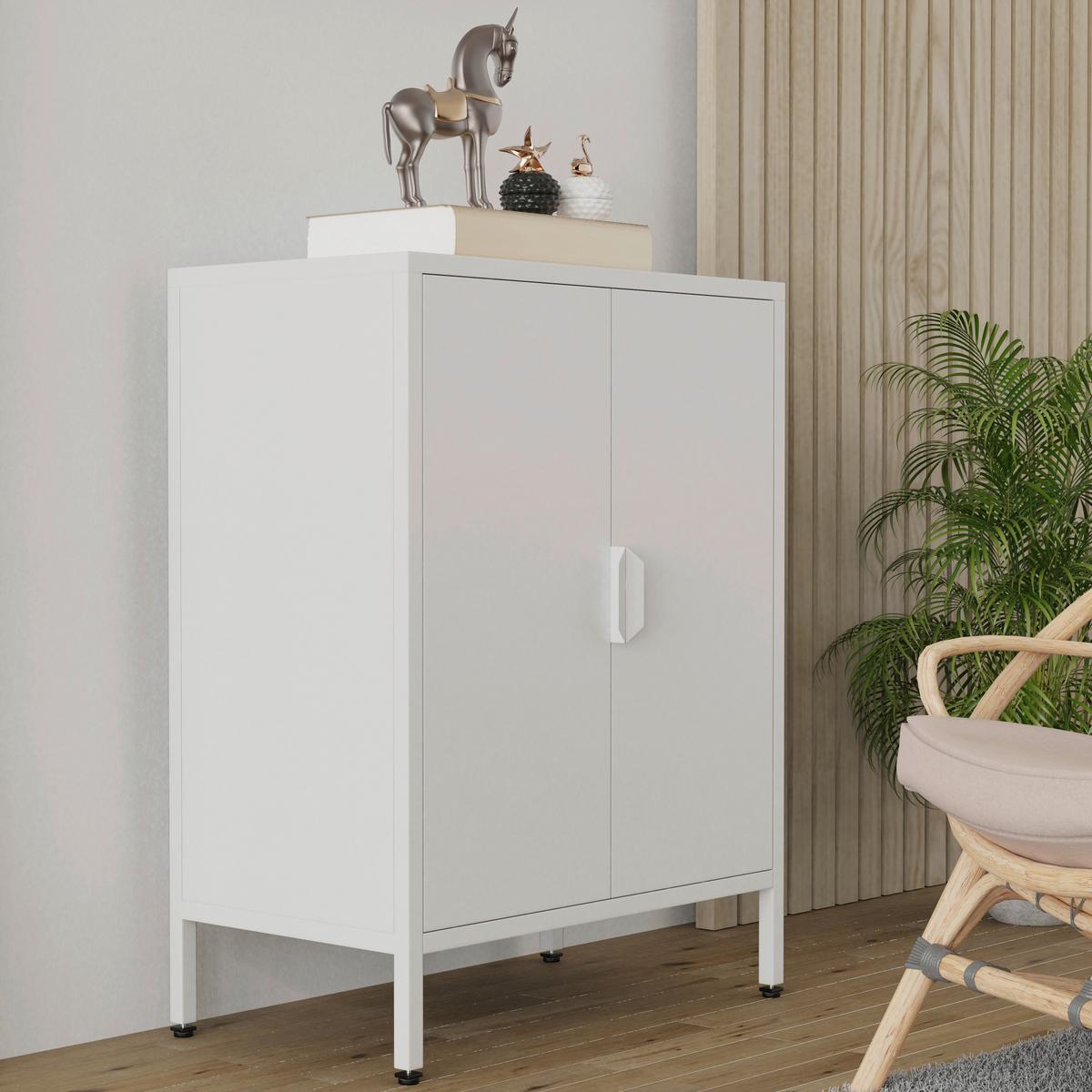 Kommode Flokas Weiß B: 60 cm - Weiß, Design, Metall (60/80/35cm) - MID.YOU