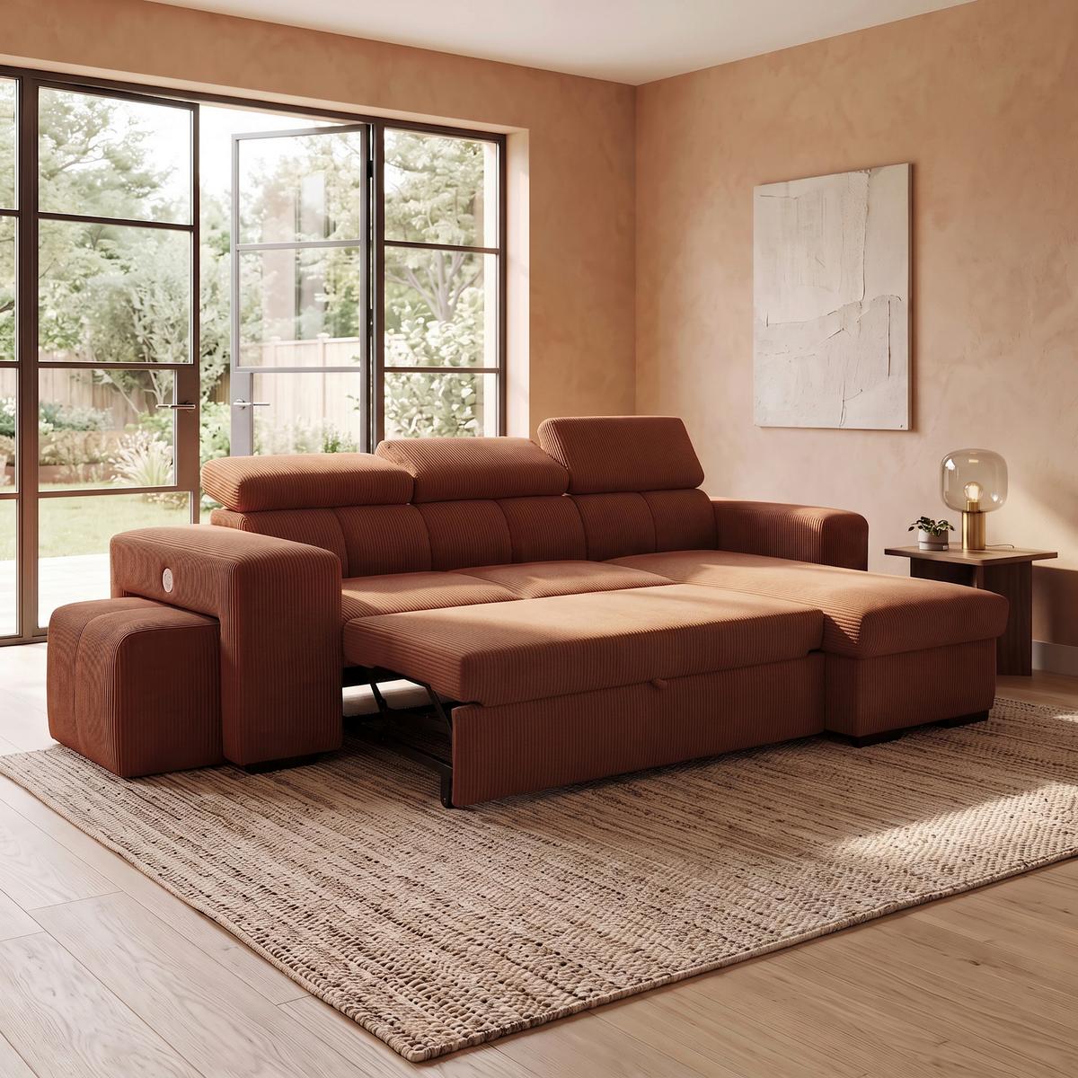 Ecksofa Sirius M terracotta, 251x165cm - Terracotta, KONVENTIONELL, Holz/Holzwerkstoff (251/165cm)