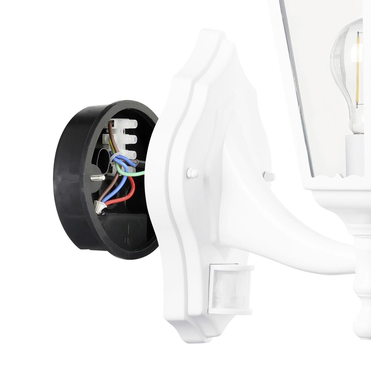 Außenwandleuchte mit Bewegungsmelder 1x LED 60 W - Klar/Weiß, Basics, Glas/Metall (20cm) - Eglo