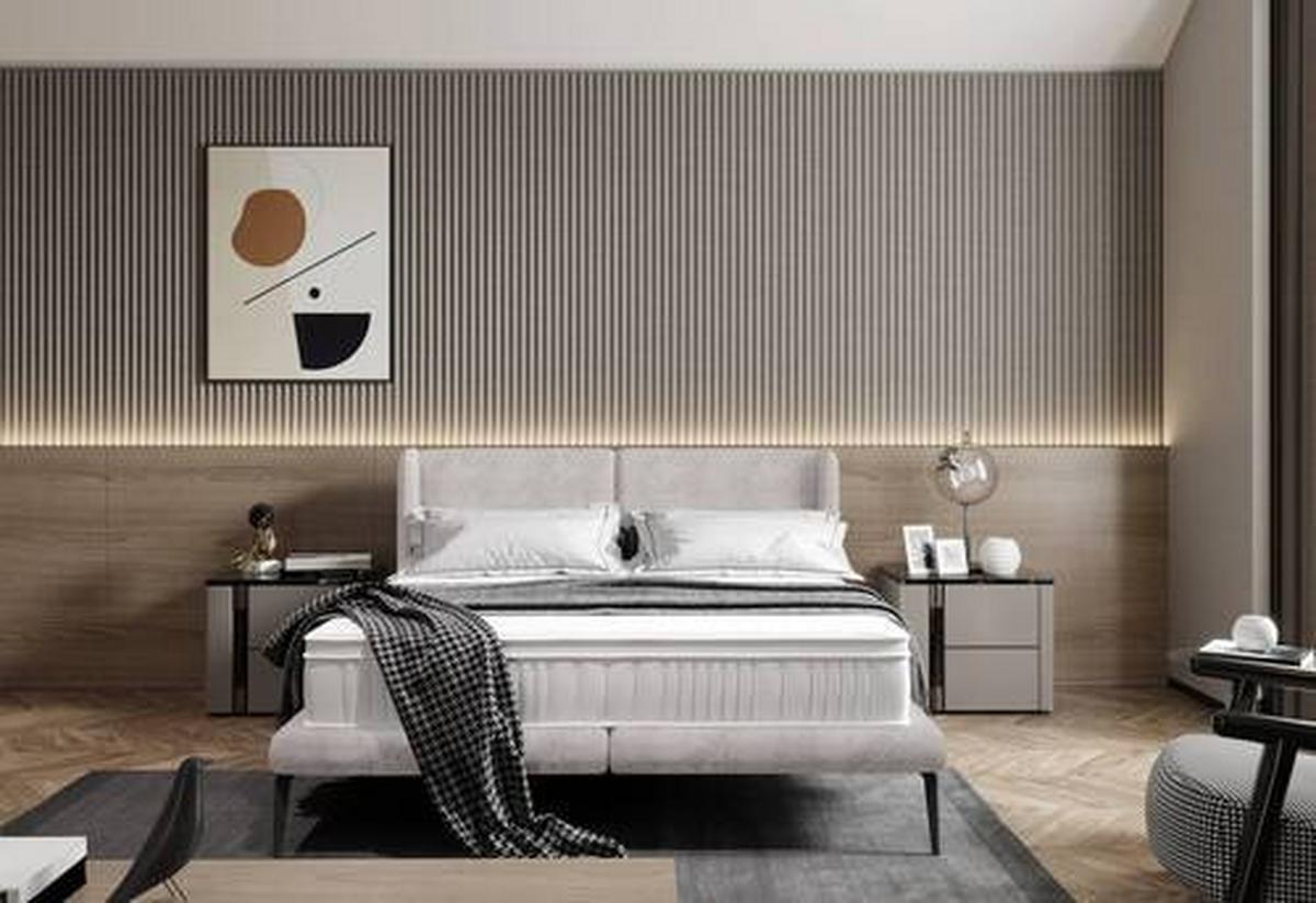 Polsterbett Mit Matratze 180x200 Tessina Sorisso Creme - Creme/Schwarz, MODERN, Textil (180/200cm) - Livetastic