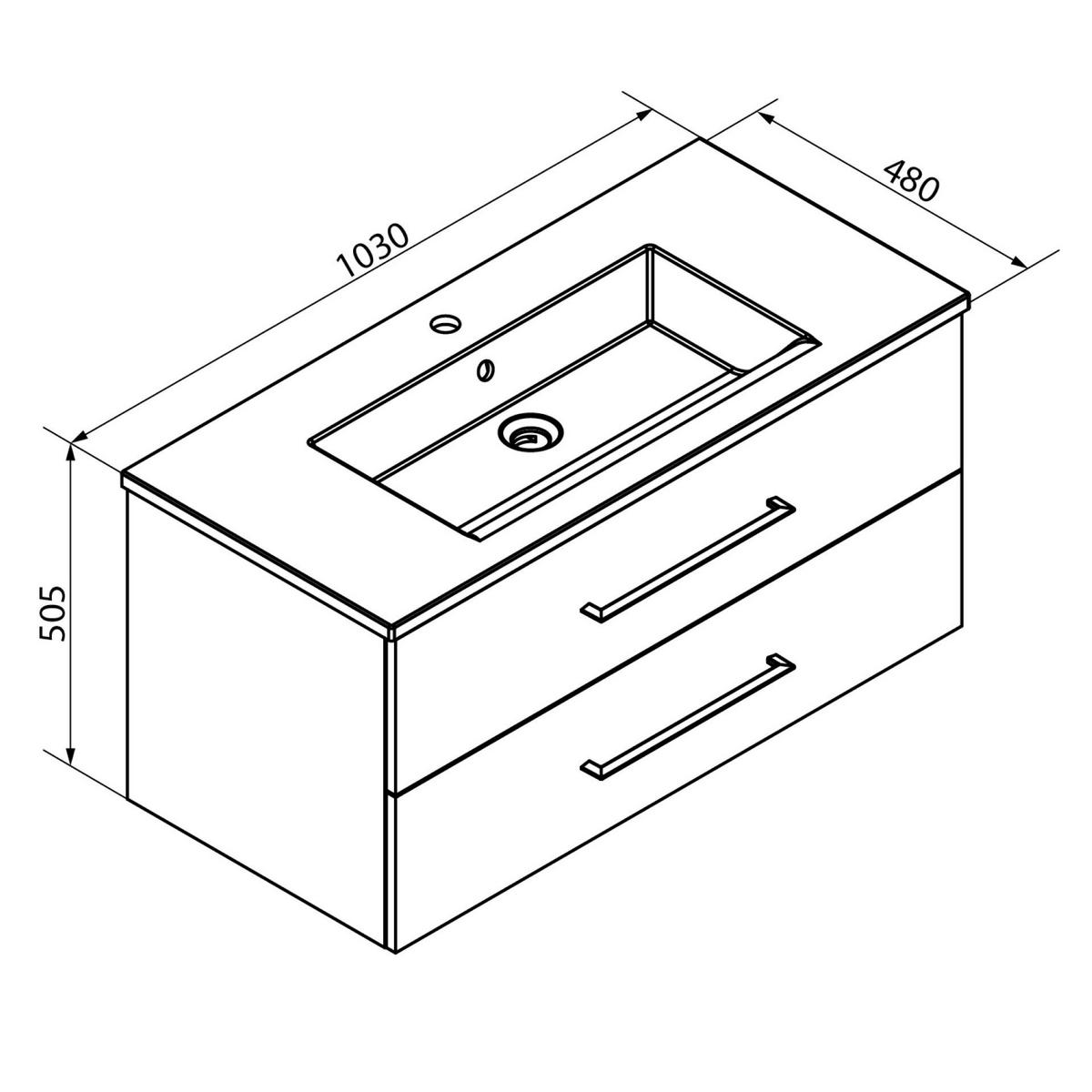 Badezimmer B.Perfekt Eichefarben 3-Teilig - Eichefarben/Weiß, Basics, Keramik/Holzwerkstoff (103cm) - MID.YOU