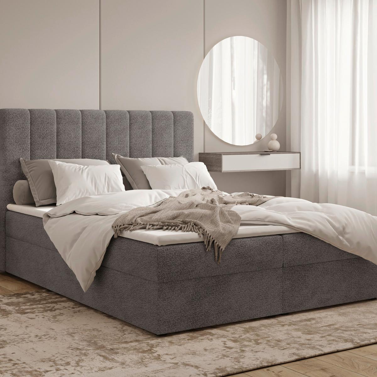 Boxbett Paris Lf: 160x200 Anthrazit - Anthrazit/Schwarz, MODERN, Holz/Kunststoff (160/200cm) - MID.YOU