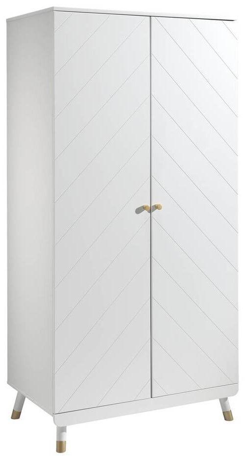 Skriňa s otočnými dverami BILLY biela - biela/zlatá, Modern, kompozitné drevo/plast (100/200/59cm) - MID.YOU