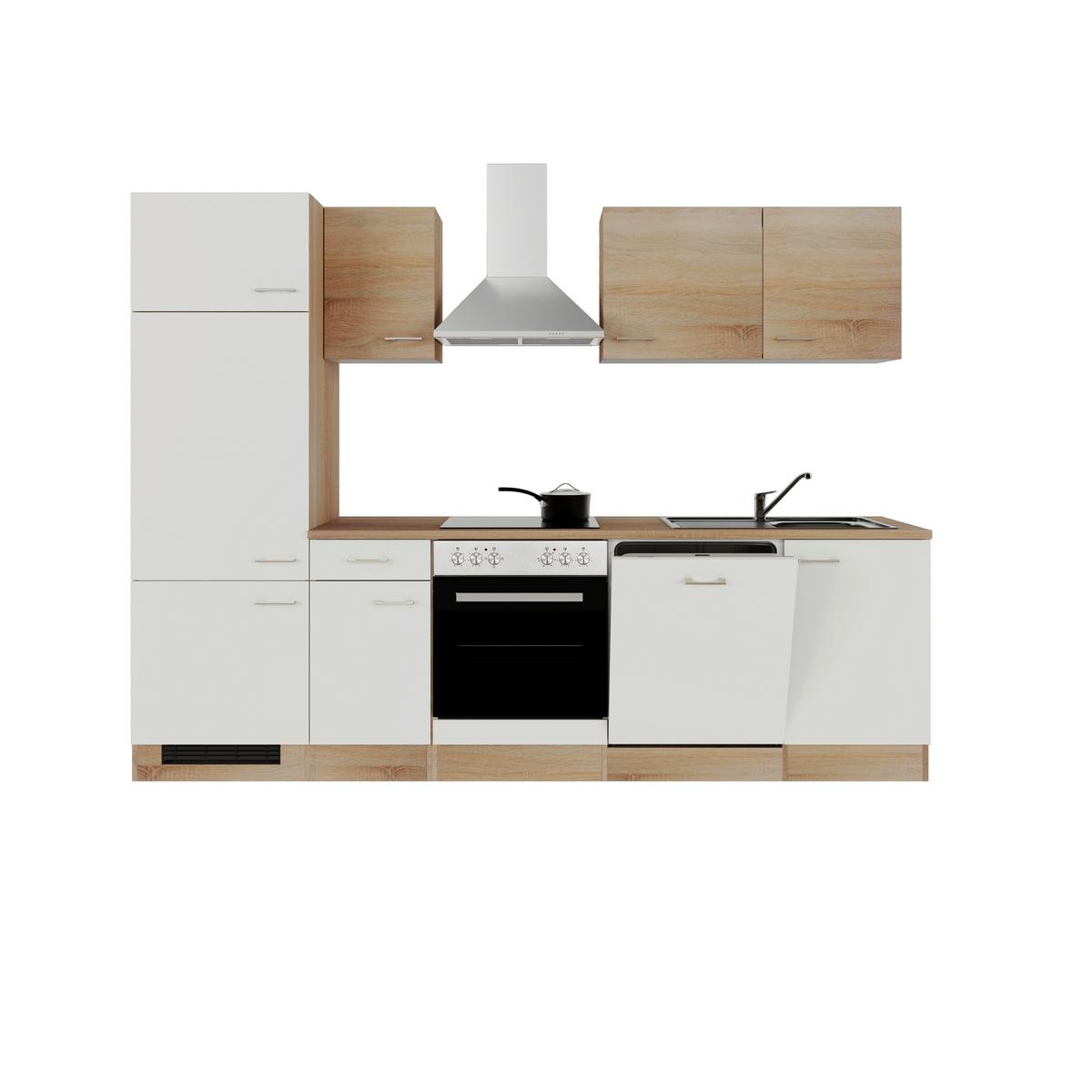 Küchenblock Samoa-G - Weiß/Sonoma Eiche, KONVENTIONELL, Holzwerkstoff (270/200/60cm) - FlexWell