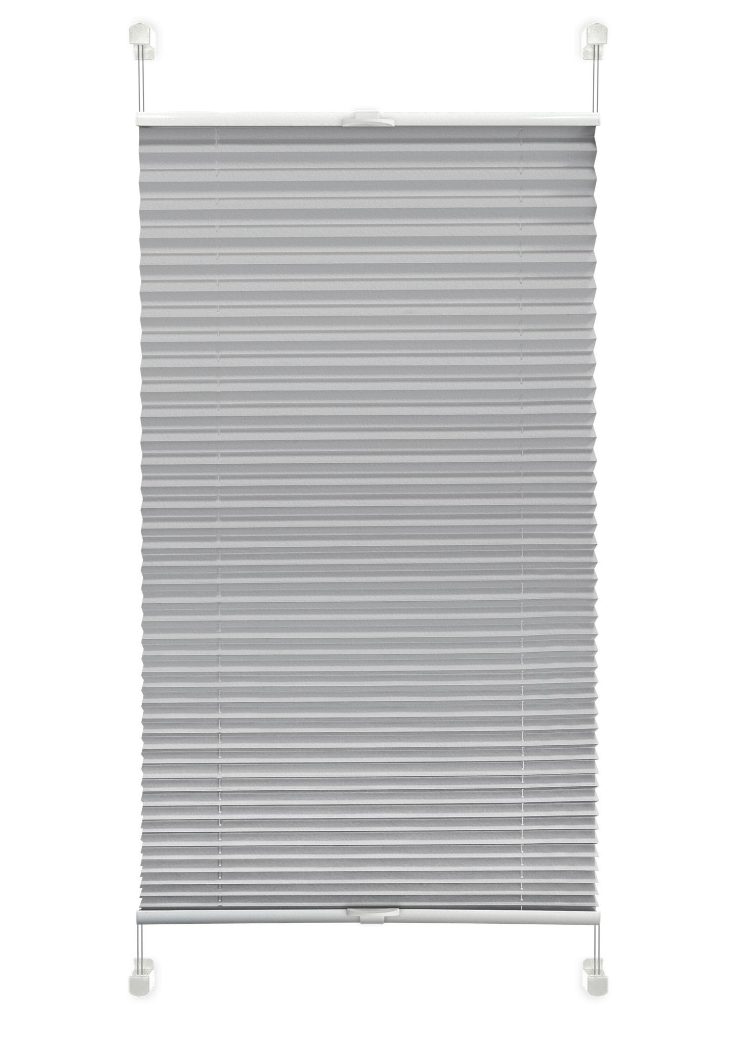 Plissee Solid Crash Silber B: 40 cm, ohne Bohren/Verspannt - Silberfarben, Basics, Kunststoff/Textil (40/130cm)