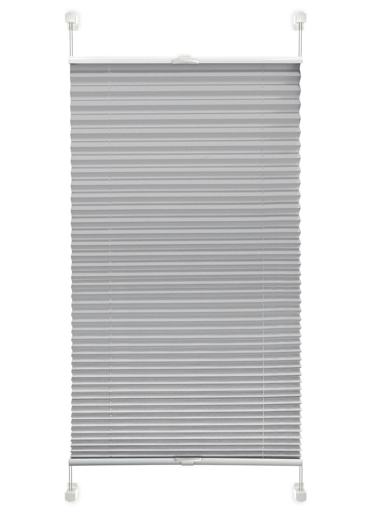 Plissee Solid Crash Silber B: 40 Cm, Ohne Bohren/verspannt - Silberfarben, Basics, Kunststoff/Textil (40/130cm)