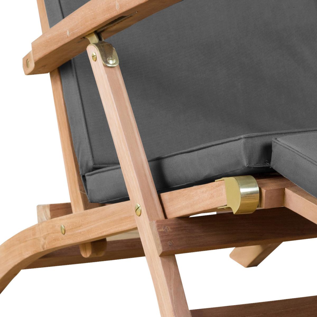 Bäderliege Woodie, Teakholz Mit Auflage, Verstellbar - Grau/Teakfarben, Basics, Holz (60/93/170cm)