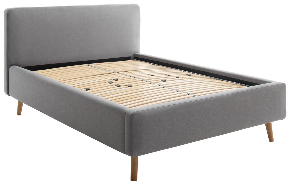 Polsterbett Mattis 140x200cm Hellgrau, Inkl. Bettkasten - Eichefarben/Hellgrau, Design, Holz/Textil (140/200cm) - Livetastic
