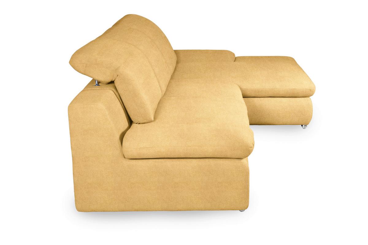 Ecksofa Isona Gelb Chenille - Chromfarben/Gelb, Design, Textil (286/165cm) - Livetastic