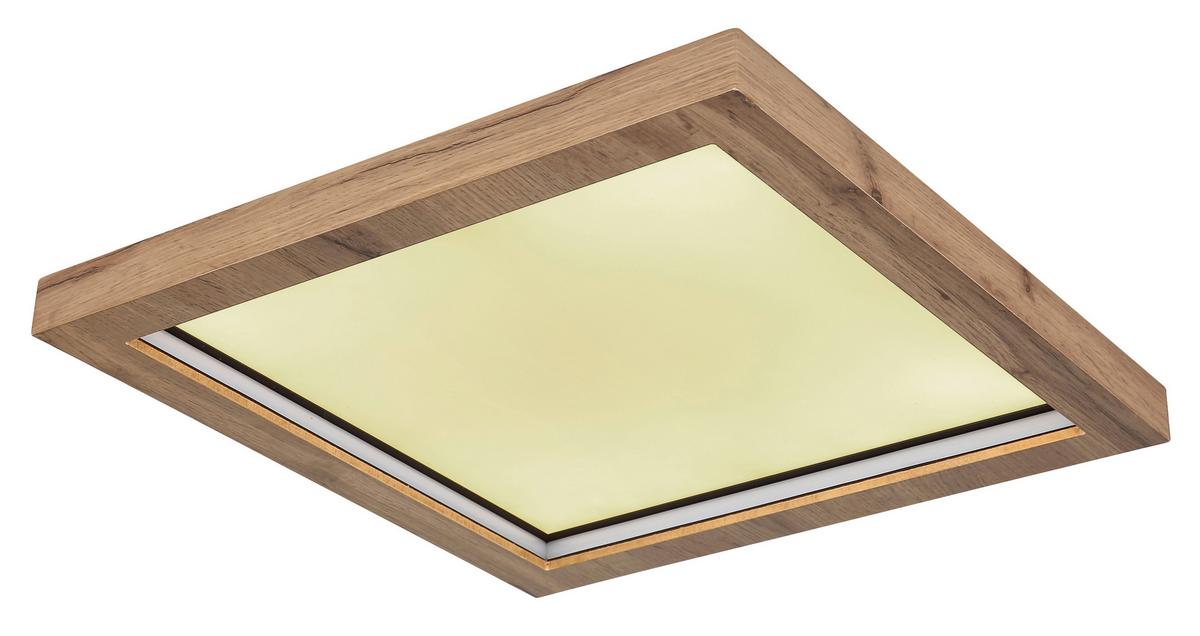 LED-Deckenleuchte 41374-24 - Dunkelbraun/Opal, Natur, Holzwerkstoff/Kunststoff (40/40/6,5cm) - Globo
