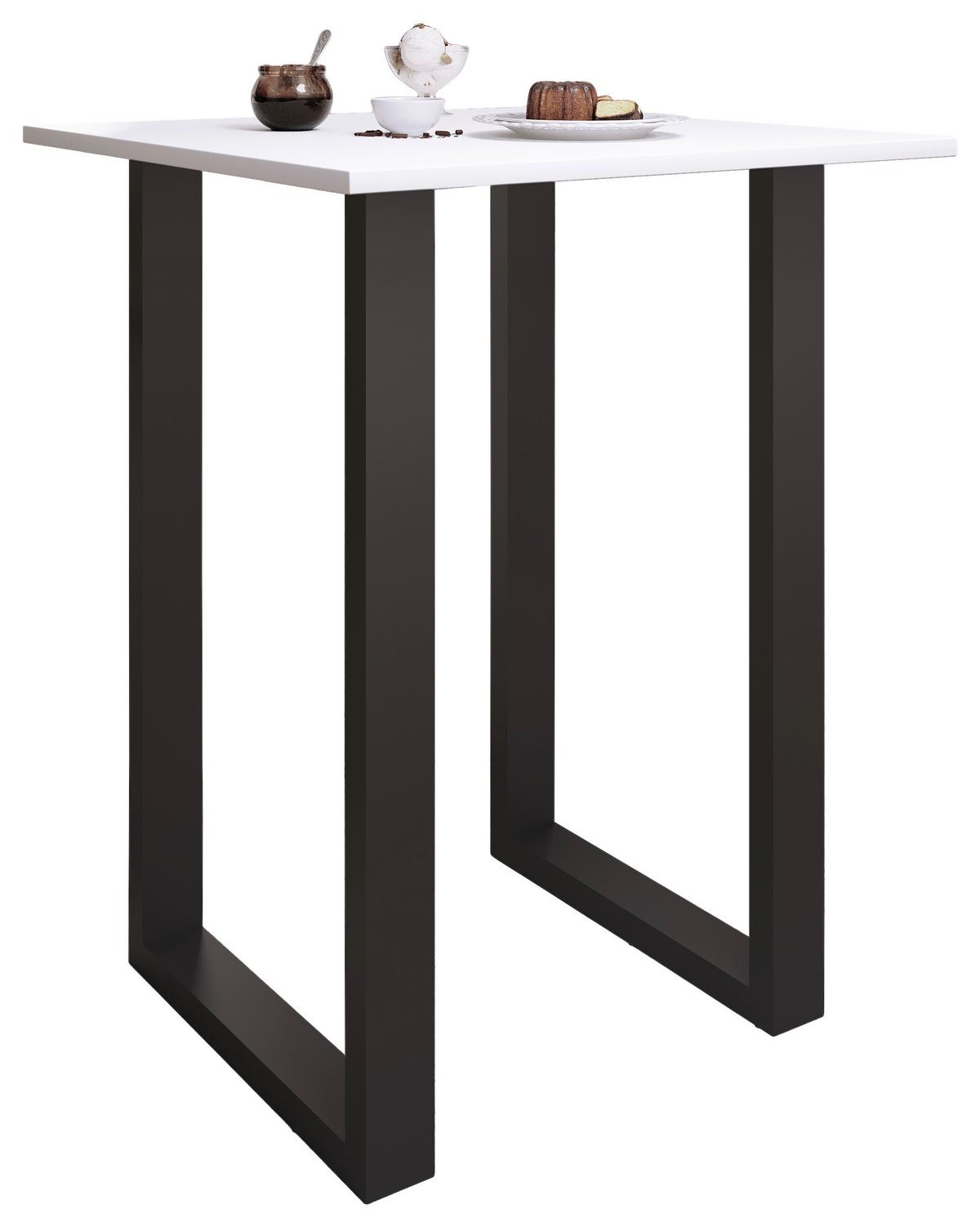 Bartisch Xona B 80x80 - Silberfarben/Schwarz, KONVENTIONELL, Holzwerkstoff/Metall (80/80/102cm)