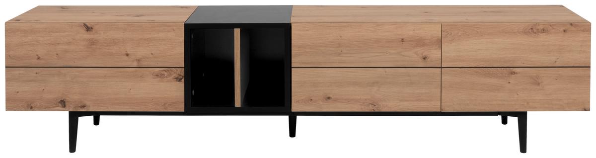 TV-Element Nola B: 195 cm Eiche Dekor/Schwarz - Eichefarben/Schwarz, KONVENTIONELL, Holzwerkstoff (195/48/37cm) - MID.YOU