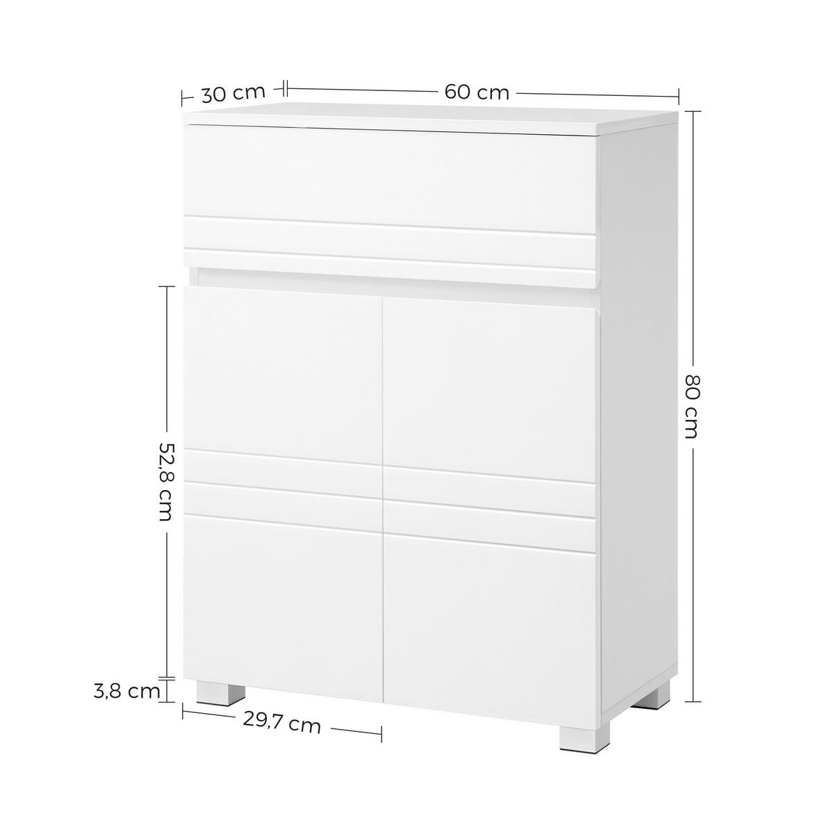 Midischrank Bbk140w01 - Silberfarben/Weiß, Trend, Holzwerkstoff (60/80/30cm) - MID.YOU
