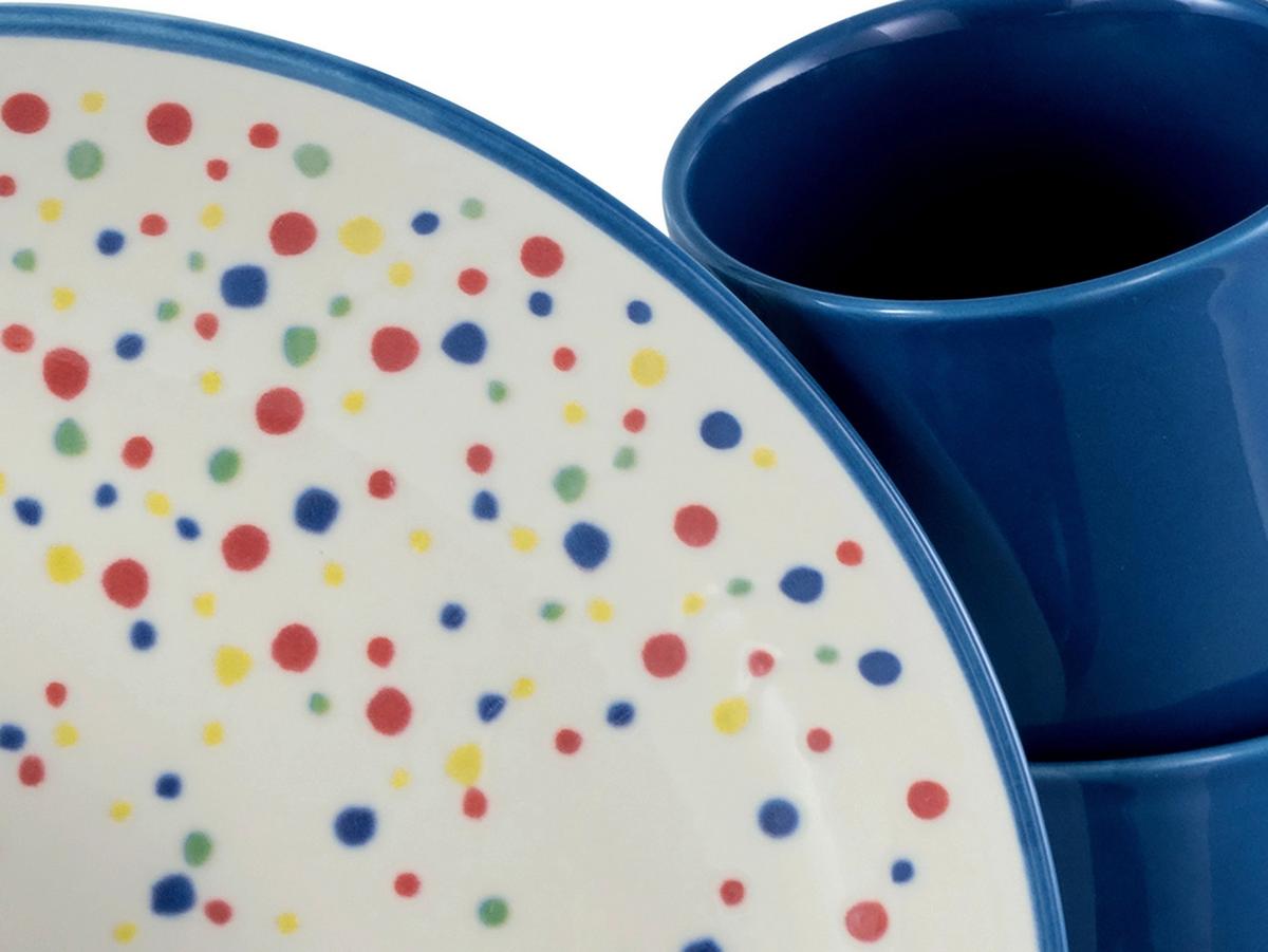 Kombiservice Joy Blau-bunt Blau, Creme 16--Teilig - Blau/Creme, Basics, Keramik - Creatable