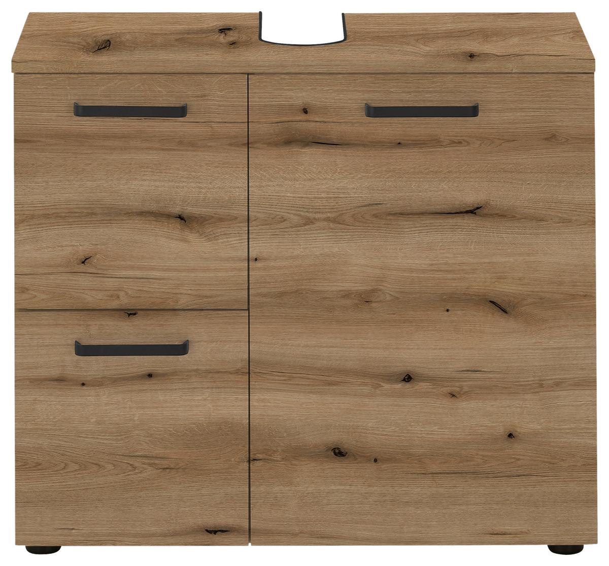 Waschbeckenunterschrank Vanice B: 70 Cm Eiche Dekor - Eichefarben/Schwarz, MODERN, Holzwerkstoff (70/60/35cm) - MID.YOU