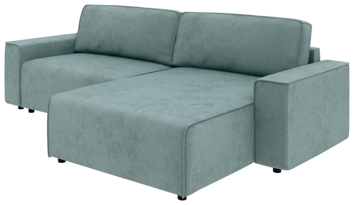 Ecksofa Chance Mintgrau, S: 265x164 cm - Mintgrau/Schwarz, MODERN, Textil (265/164cm) - Trendmanufaktur