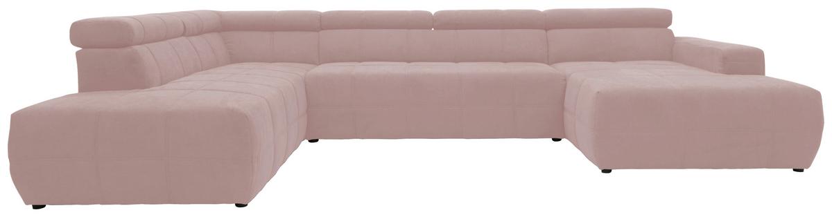 Wohnlandschaft Brandon Kopfteilverstellung Pink - Schwarz/Rosa, Design, Textil (228/359/175cm) - MID.YOU