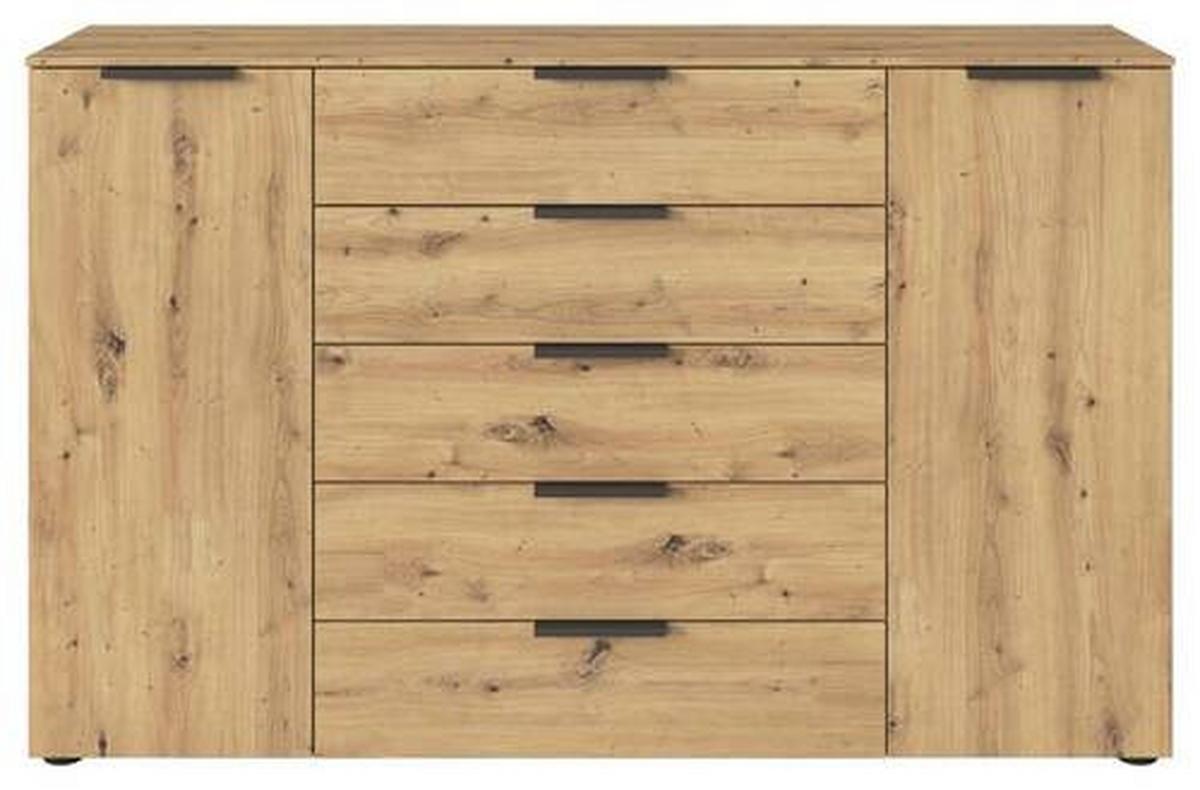 Kommode Flipp Eiche/Graphitfarben B: 160 cm - Schwarz/Graphitfarben, MODERN, Holzwerkstoff (160/100/42cm) - Rauch Möbel