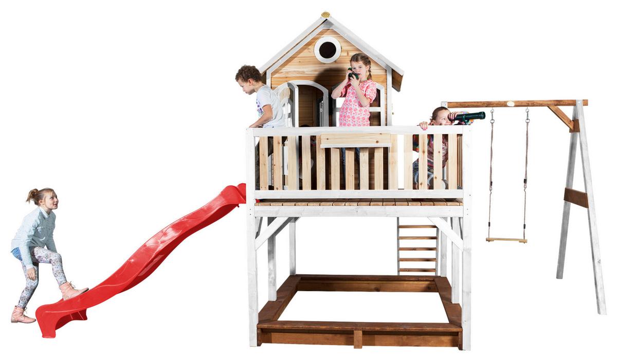 Spielturm A030.152.21 - Rot/Braun, KONVENTIONELL, Holz/Kunststoff (541/291/277cm) - Ambia Garden