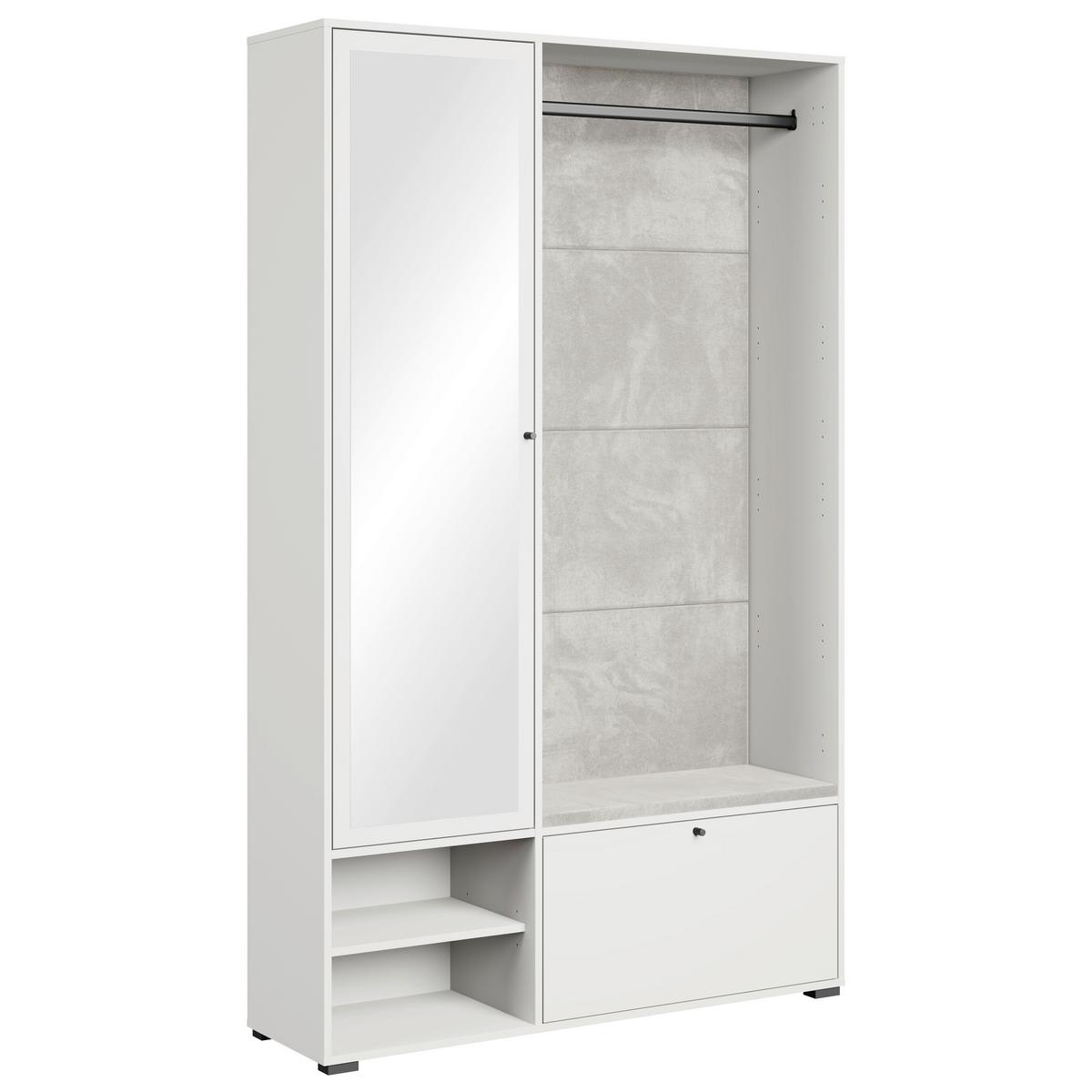 Garderobe Dino 013 Weiß B: 117,3 cm - Weiß, Basics, Holzwerkstoff (117,3/190/33cm) - P & B