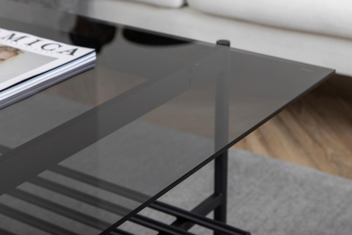 Couchtisch Von Staf - Schwarz, Design, Glas/Metall (120/60/48cm) - Livetastic