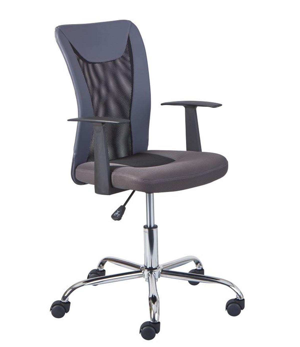Jugenddrehstuhl Donny Grau / Schwarz - Chromfarben/Schwarz, Basics, Kunststoff/Metall (55/85-95/54,5cm) - MID.YOU