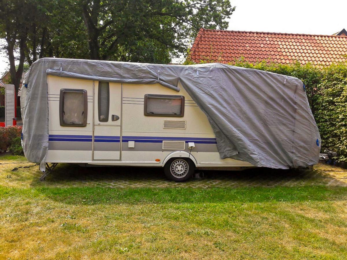 Schutzhülle Abdeckhaube für Wohnwagen Gr. XL Grau - Grau, Basics, Kunststoff (250/220/670cm)